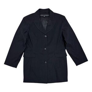 FLEET STREET Black Vintage Retro Long Trench Business Jacket Coat Womens Large